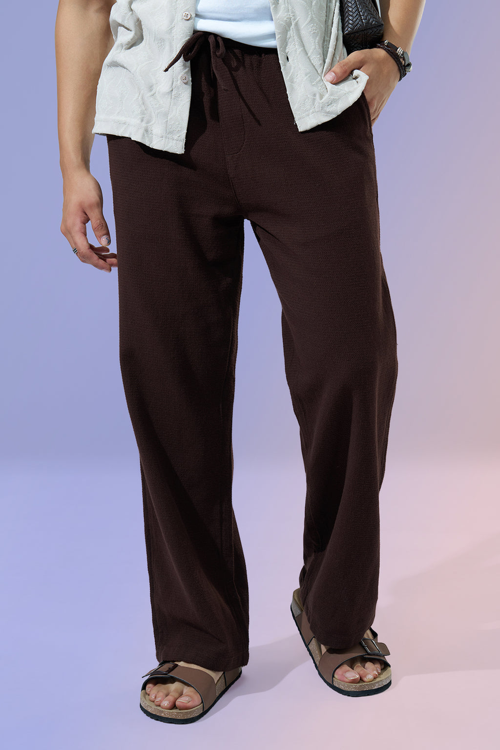 Brown Regular Fit Track Pant for Men - Image 1