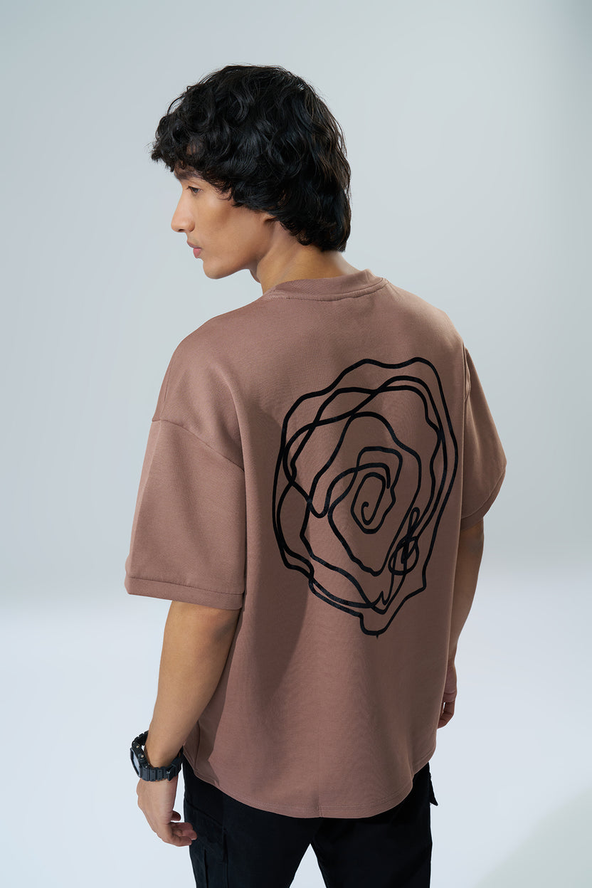 Brown Graphic Printed Oversized Fit T-Shirt for Men - Image 5