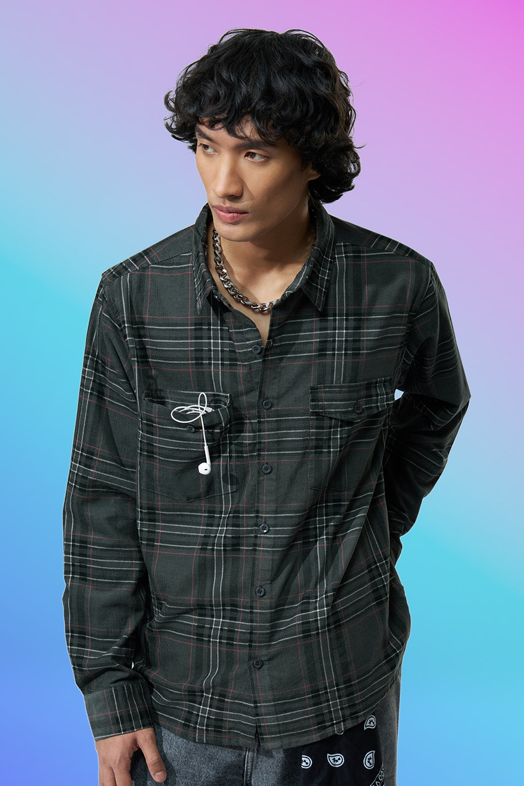 Dark Green Checked Regular Fit Casual Shirt for Men - Image 1