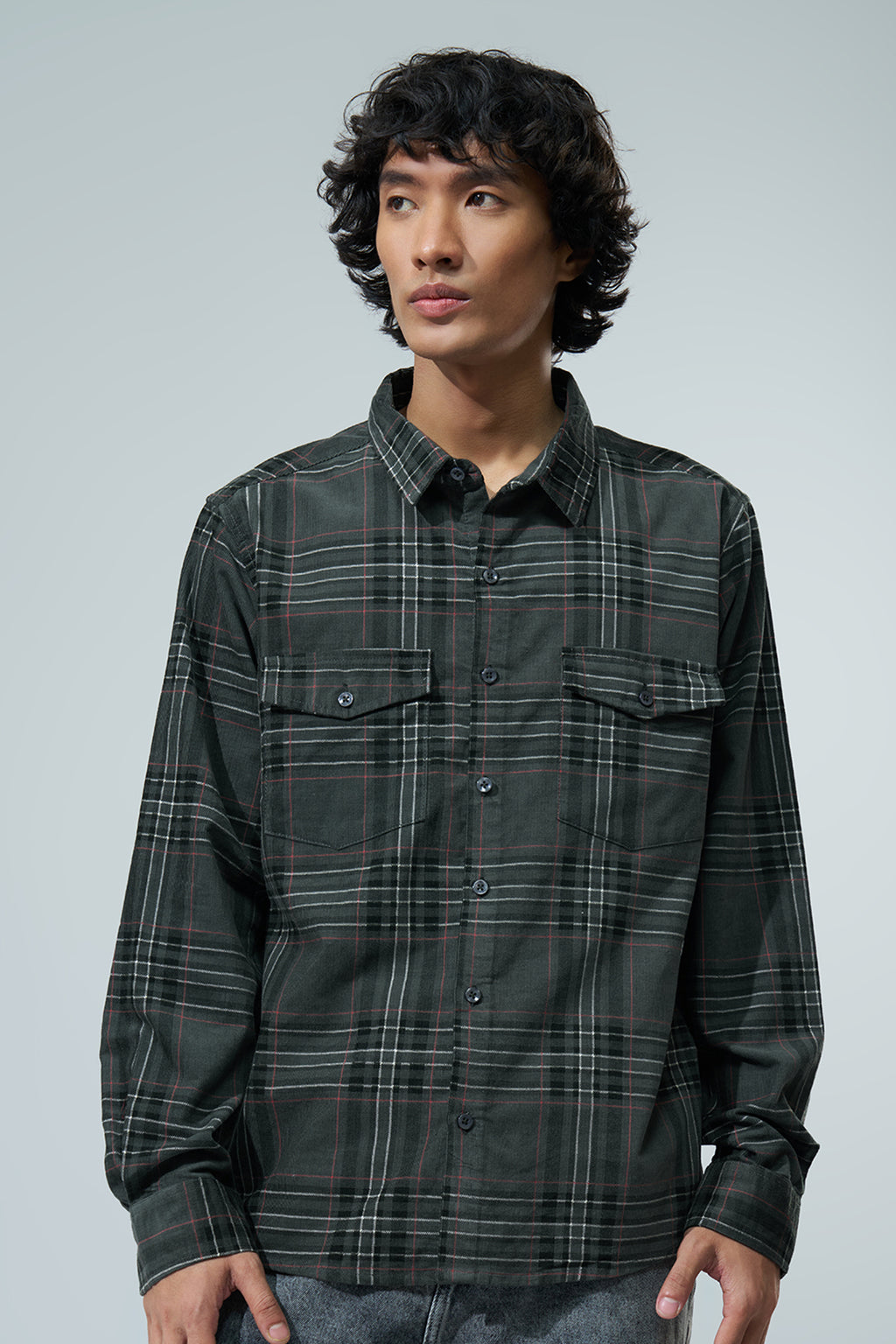 Dark Green Checked Regular Fit Casual Shirt for Men - Image 2
