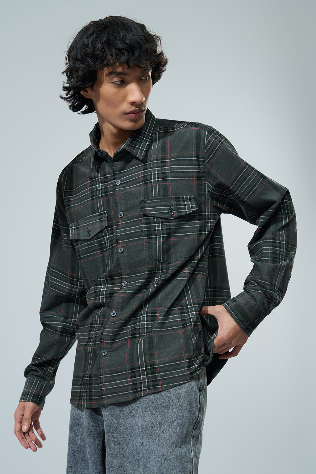 Dark Green Checked Regular Fit Casual Shirt for Men - Image 4