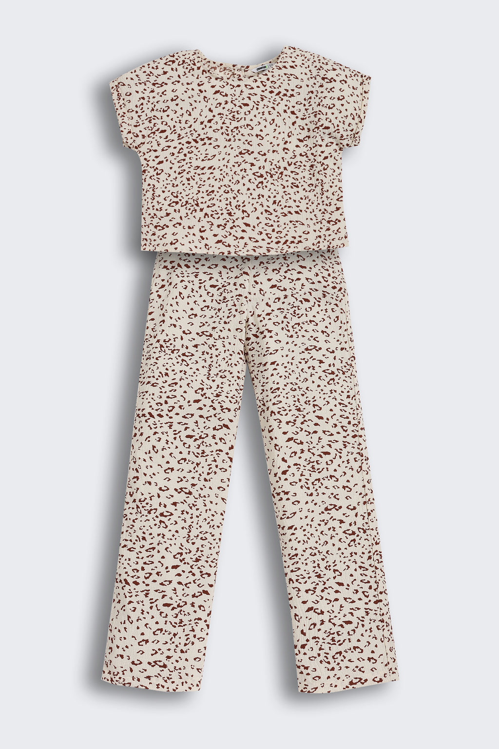 Cream All - Over Printed Regular Fit Co-ord Set for Tweens Girls - Image 2
