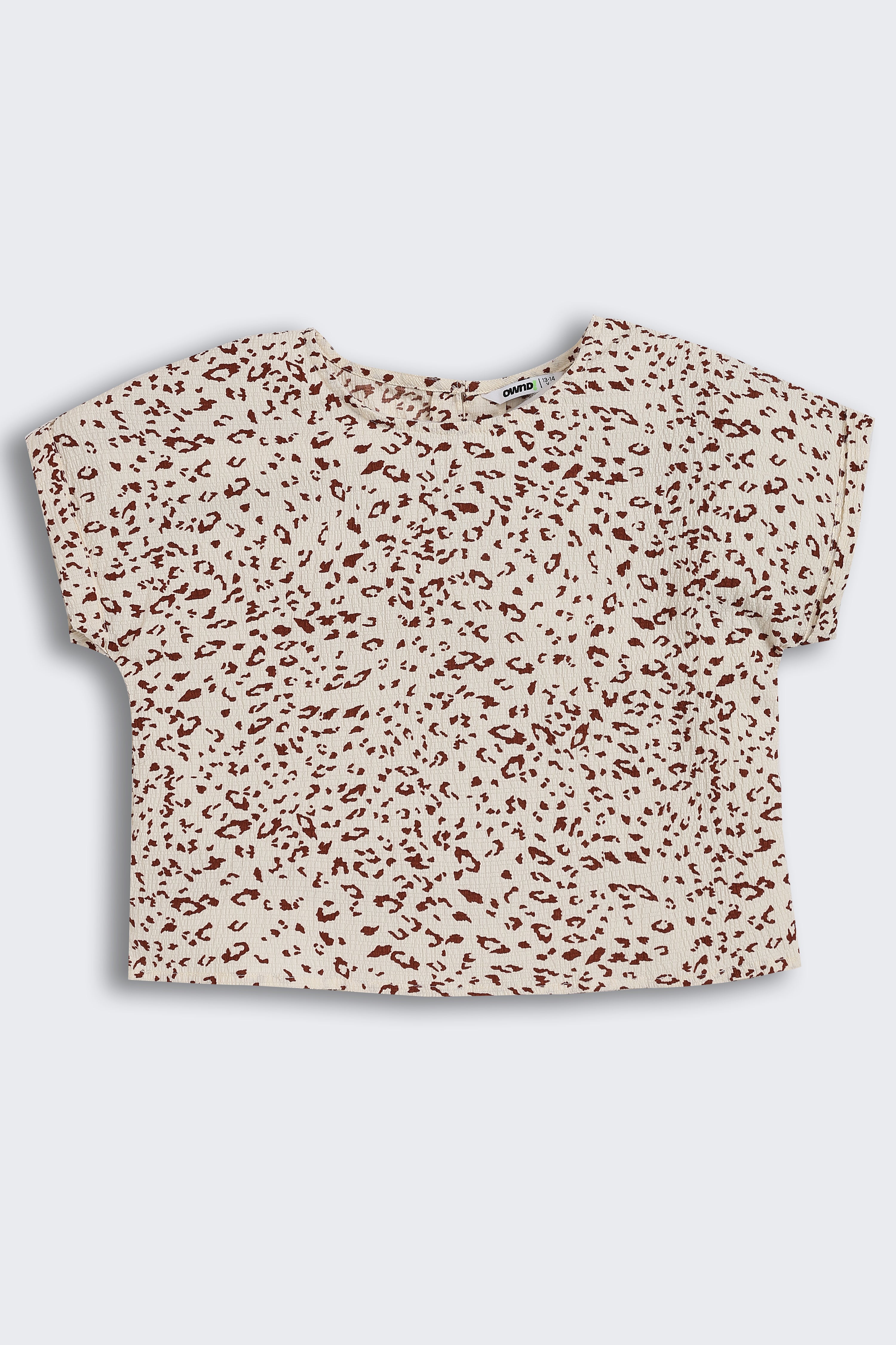 Cream All - Over Printed Regular Fit Co-ord Set for Tweens Girls - Image 3