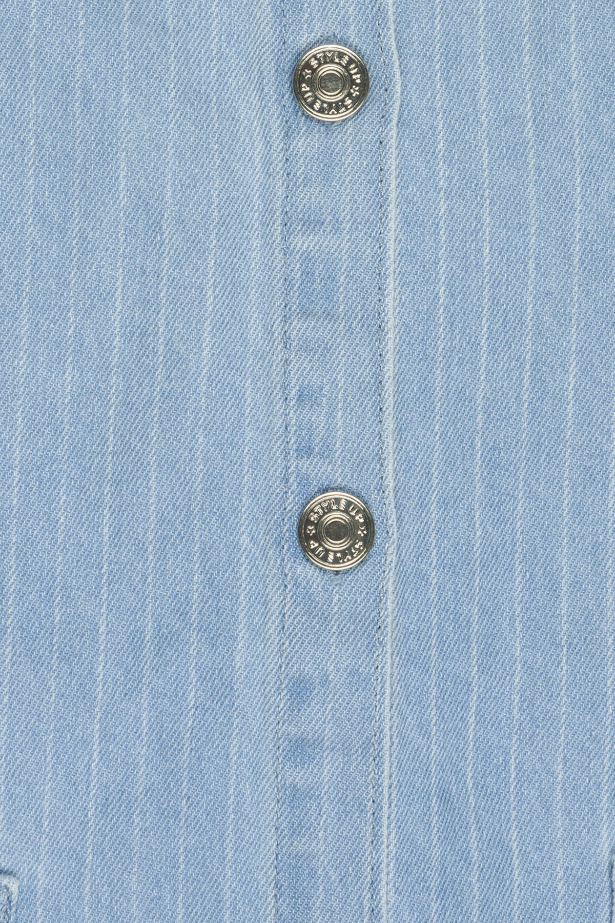 Light Blue Striped Regular Fit Dungaree With T-Shirt for Girls - Image 5