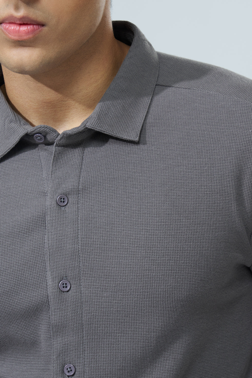 Charcoal Solid Regular Fit Shirt for Men - Image 3