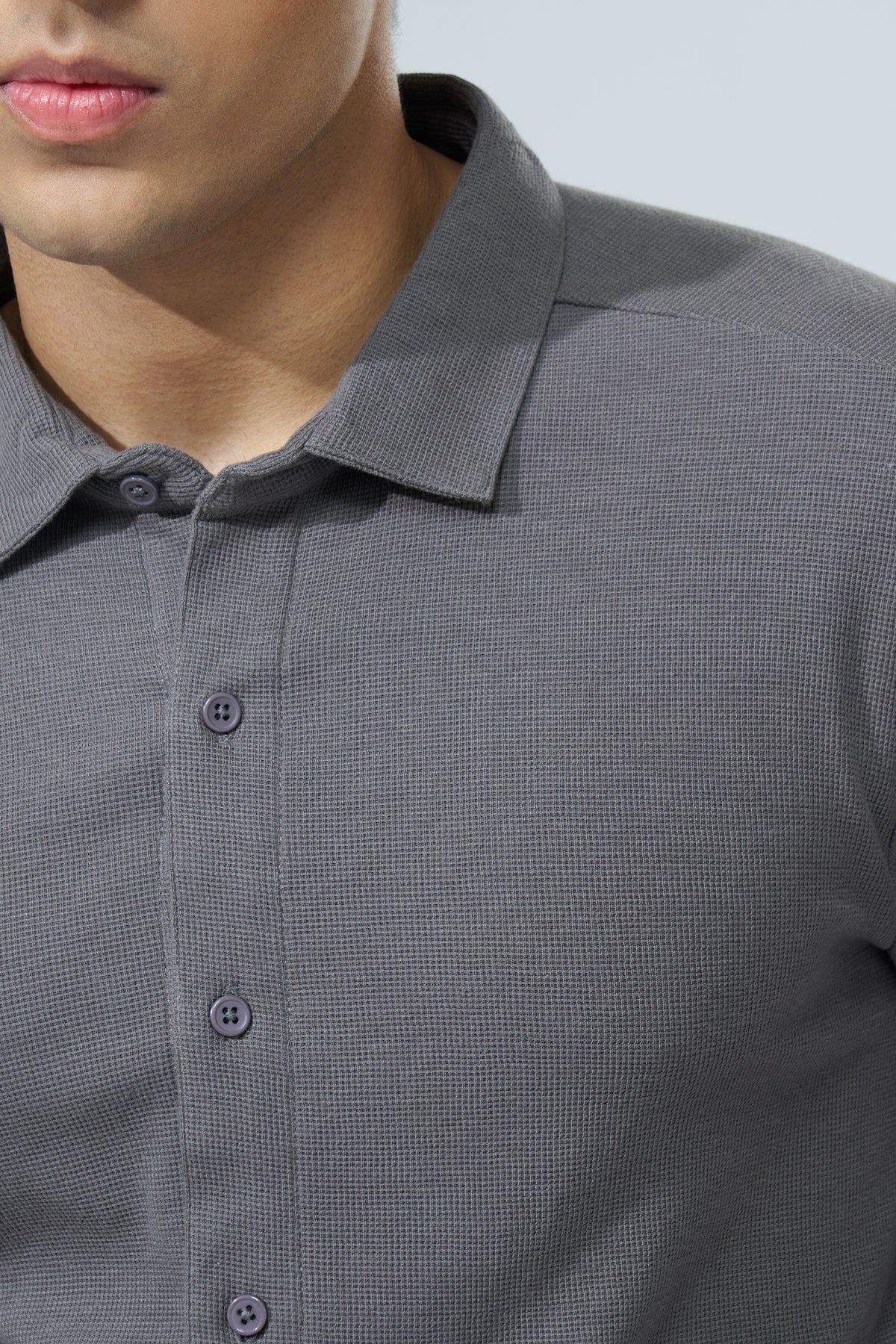 Charcoal Solid Regular Fit Shirt for Men - Image 3