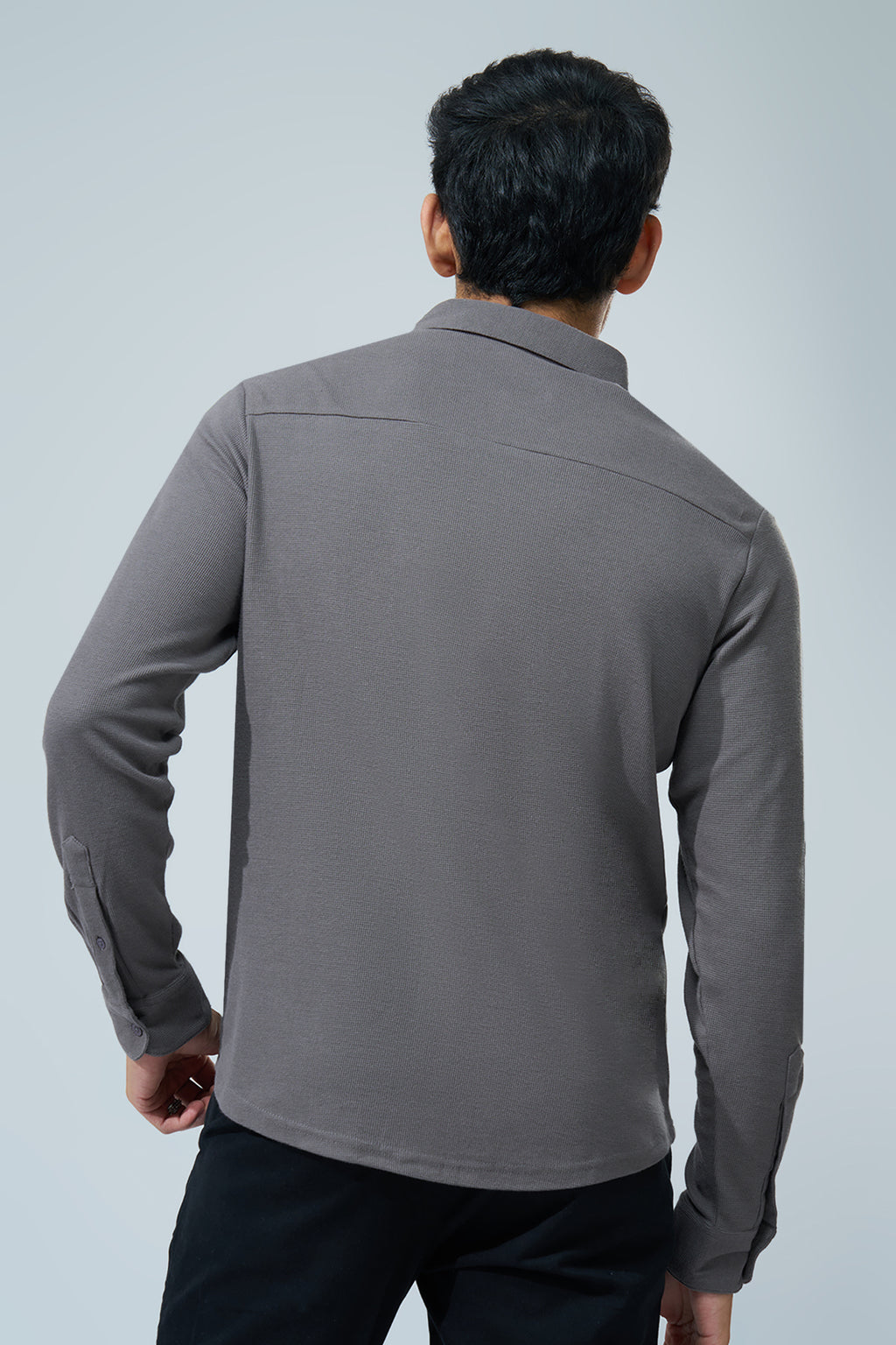 Charcoal Solid Regular Fit Shirt for Men - Image 5