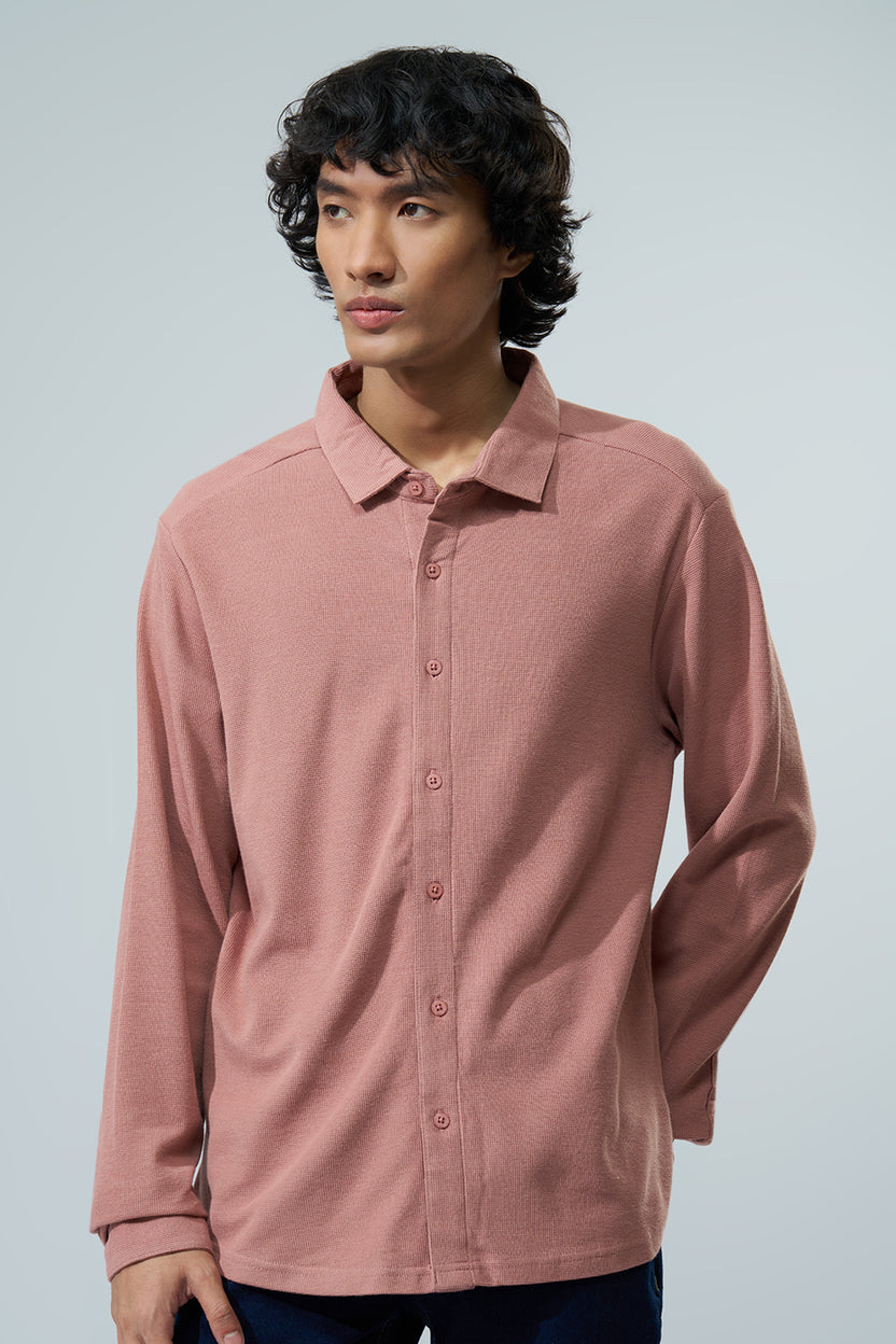 Pink Solid Regular Fit Shirt For Men - Image 3