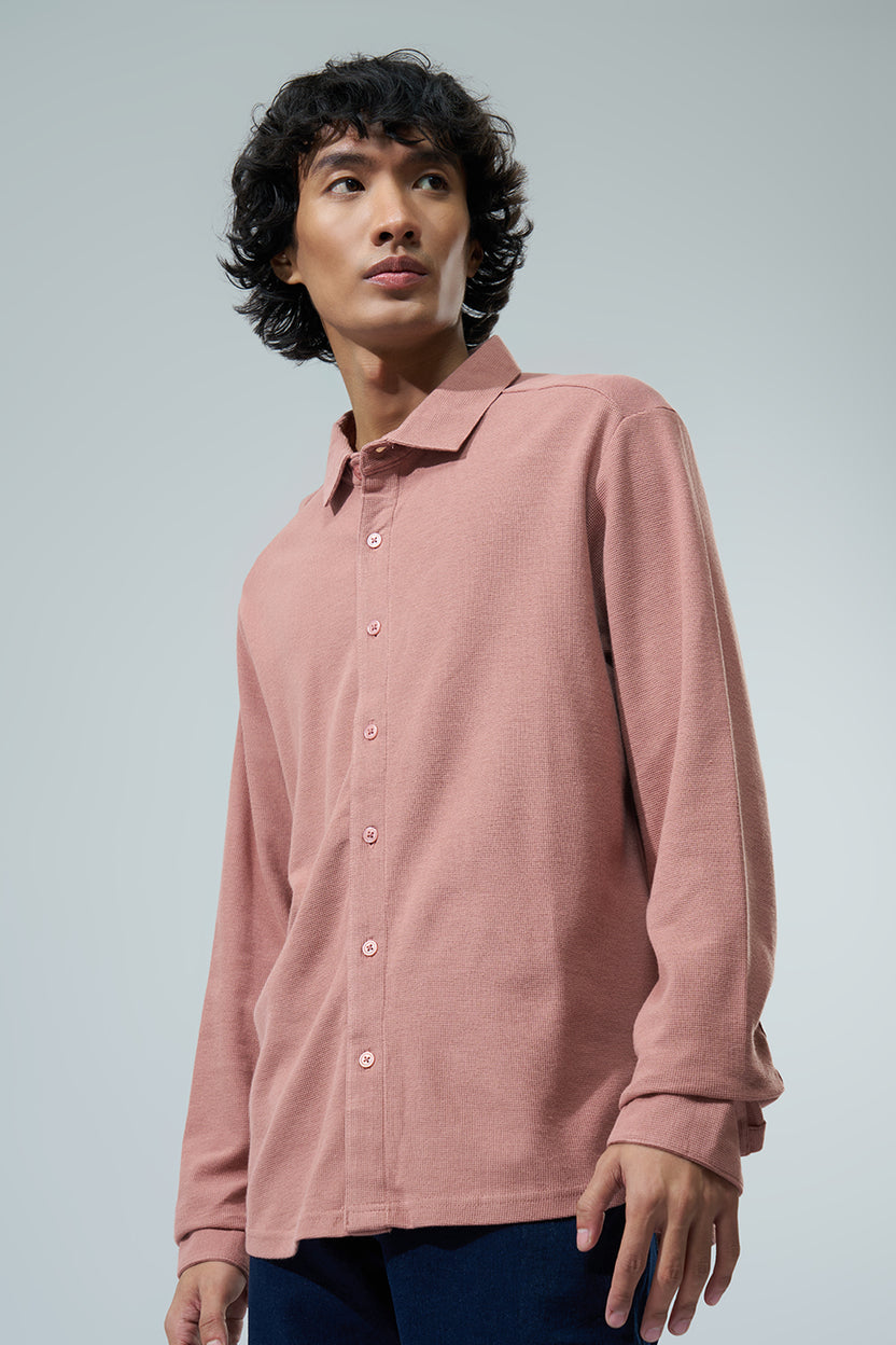 Pink Solid Regular Fit Shirt For Men - Image 4