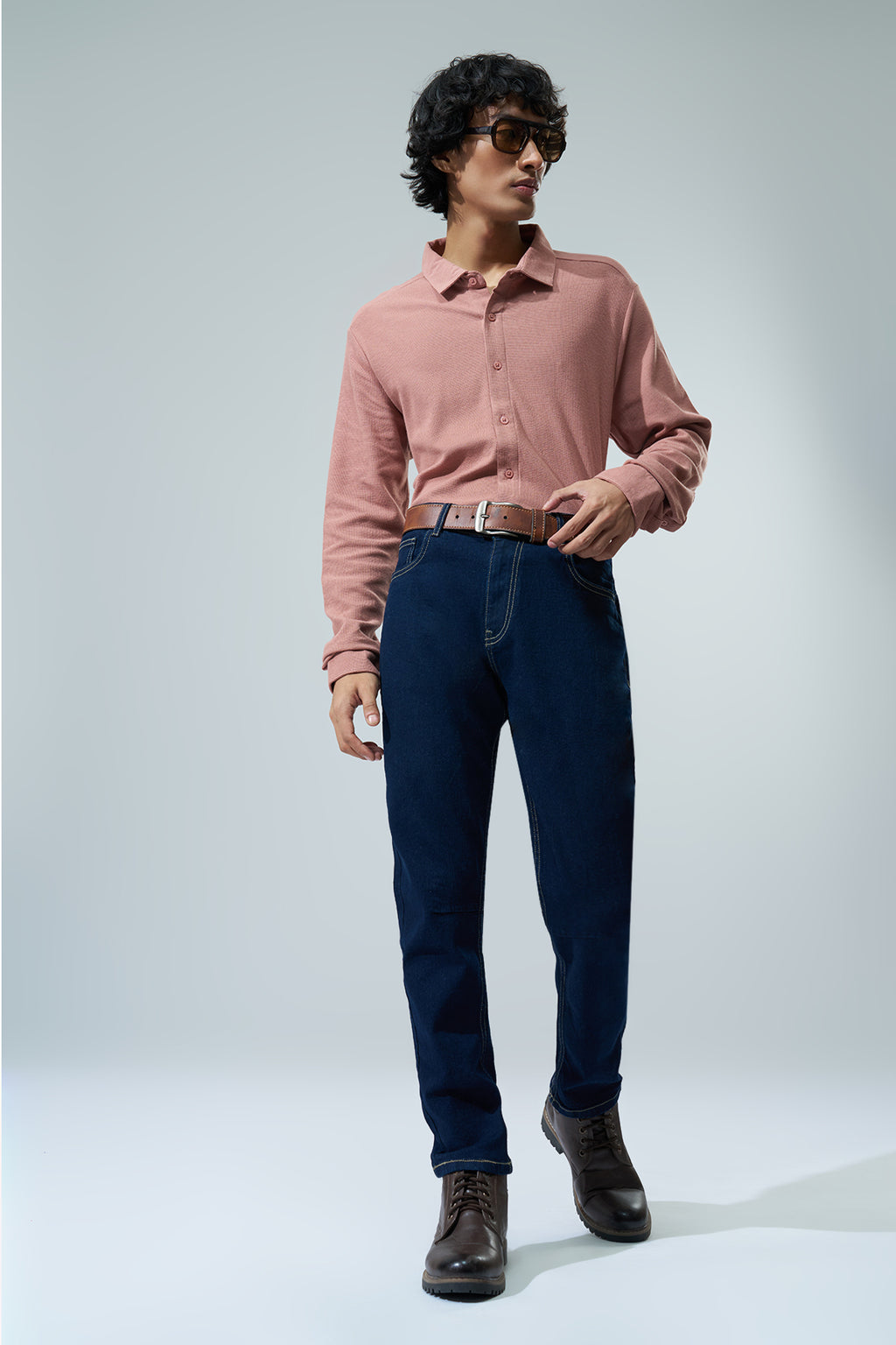 Pink Solid Regular Fit Shirt For Men - Image 6