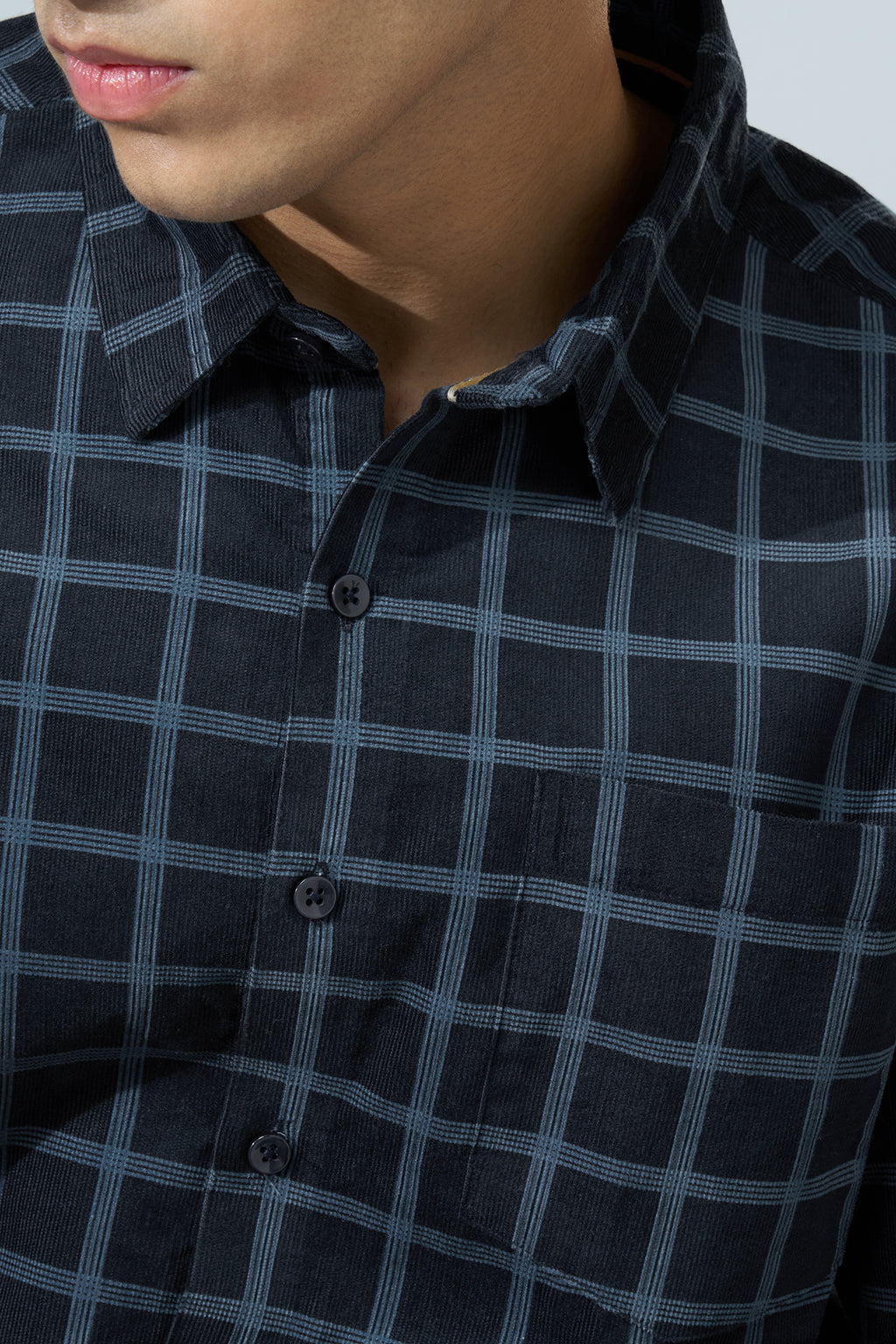 Navy Checked Regular Fit Shirt for Men - Image 3