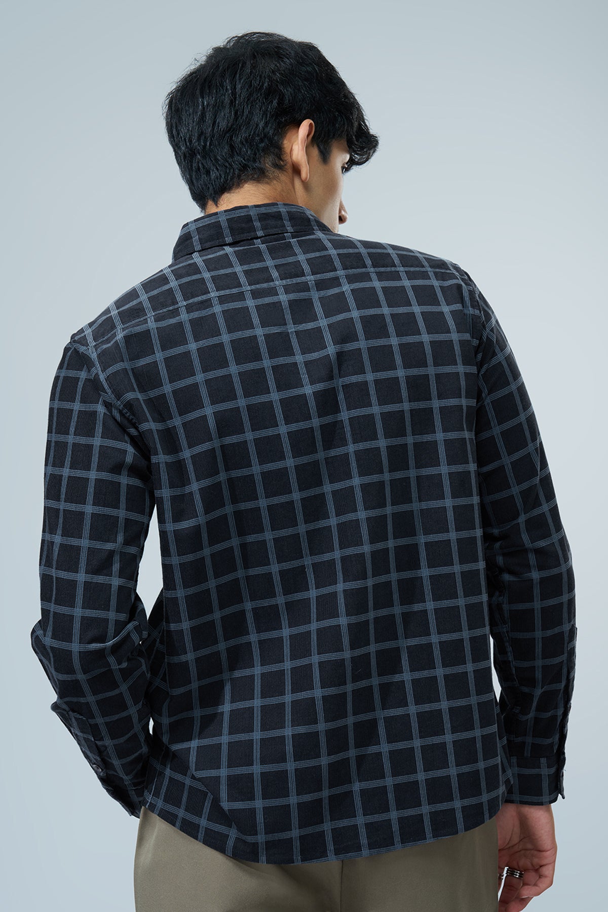 Navy Checked Regular Fit Shirt for Men - Image 5