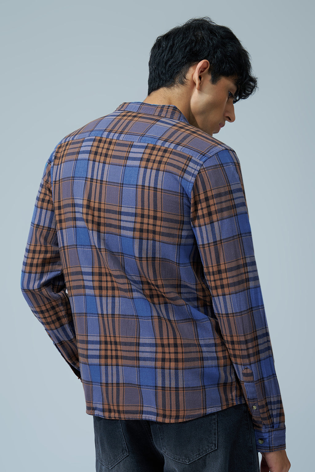 Blue Checked Regular Fit Shirt For Men - Image 5