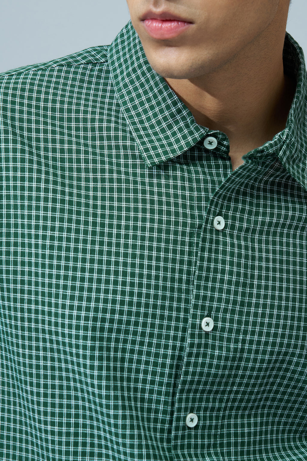 Green Checked Oversized Fit Shirt For Men - Image 3