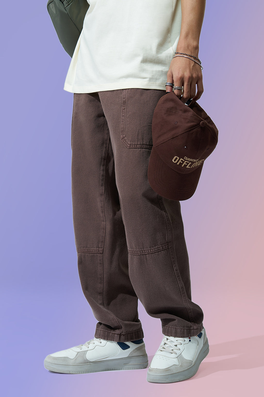 Brown Solid Carpenter Fit Jeans for Men - Image 1