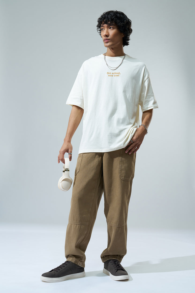 Beige Solid Carpenter Fit Jeans for Men - Image 6
