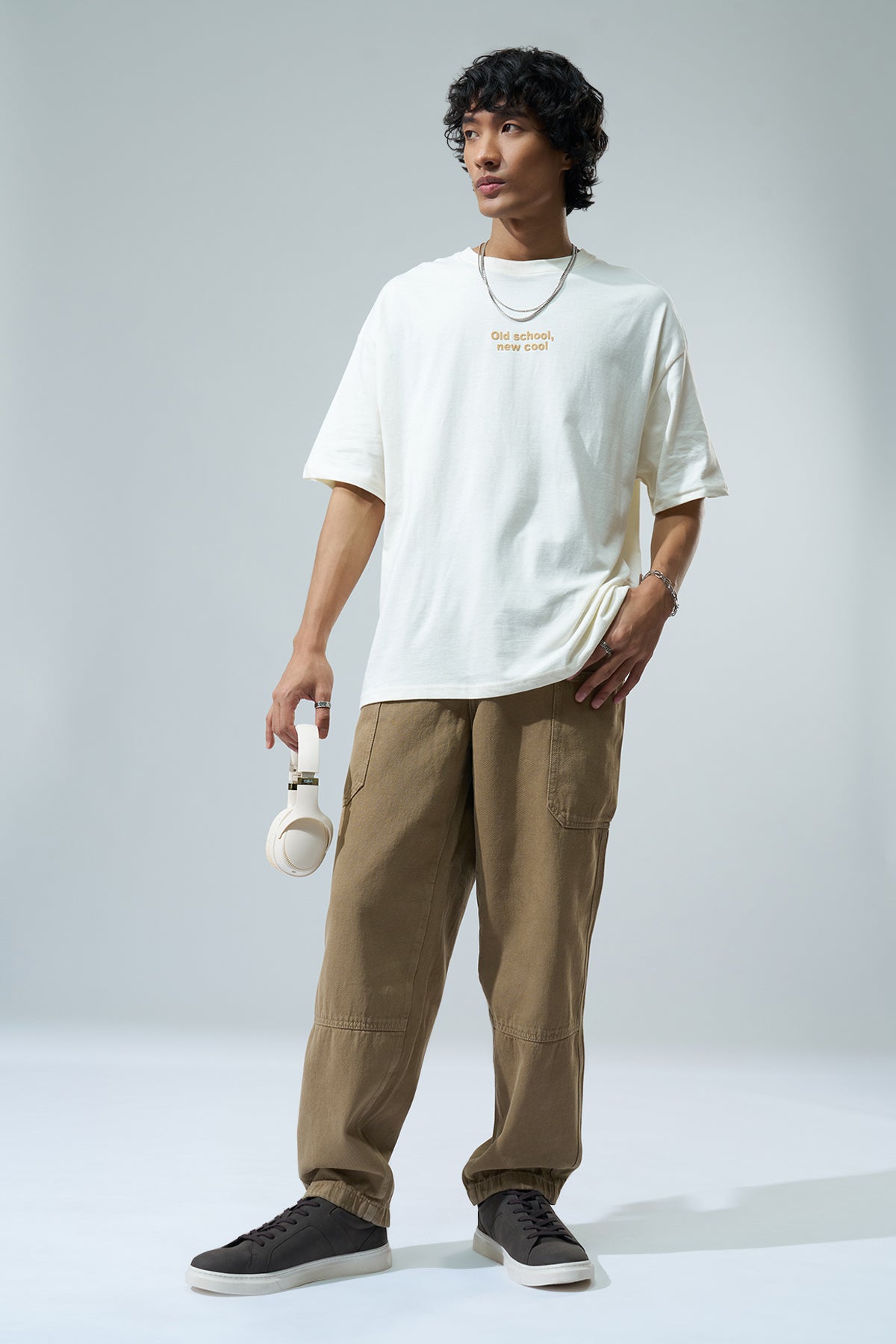 Beige Solid Carpenter Fit Jeans for Men - Image 6