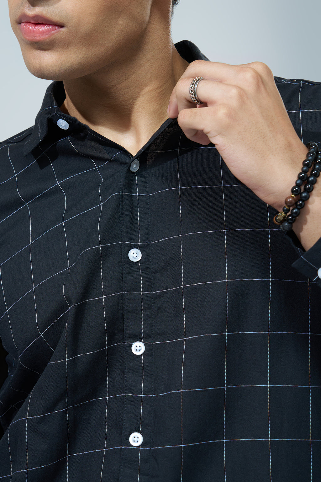 Navy Checked Regular Fit Shirt for Men - Image 3