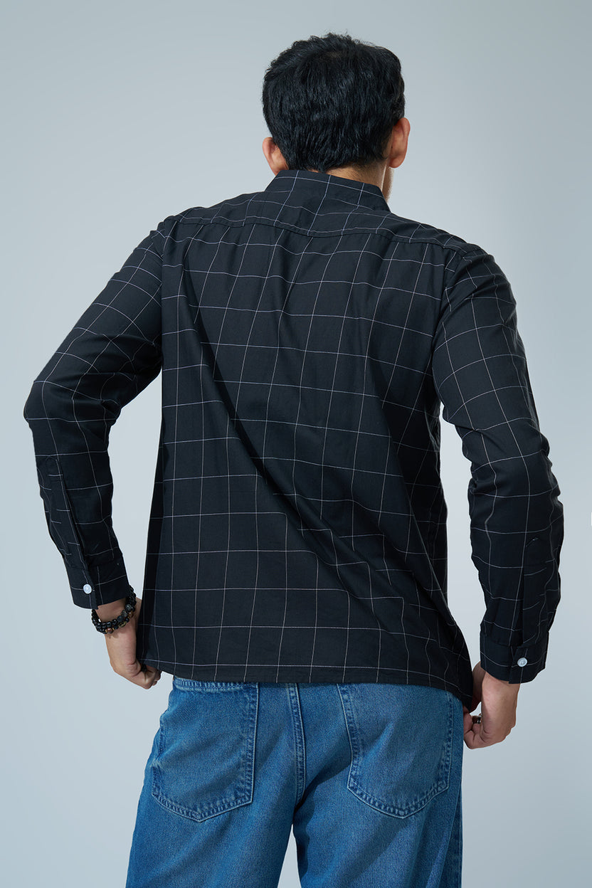 Navy Checked Regular Fit Shirt For Men - Image 5