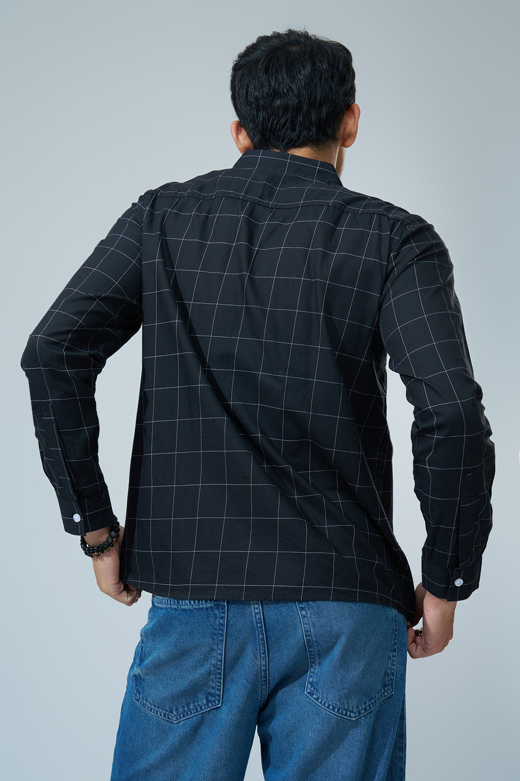 Navy Checked Regular Fit Shirt for Men - Image 5