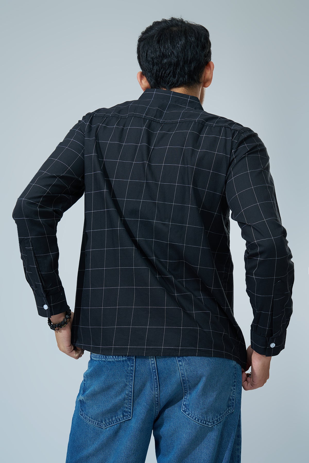 Navy Checked Regular Fit Shirt for Men - Image 5