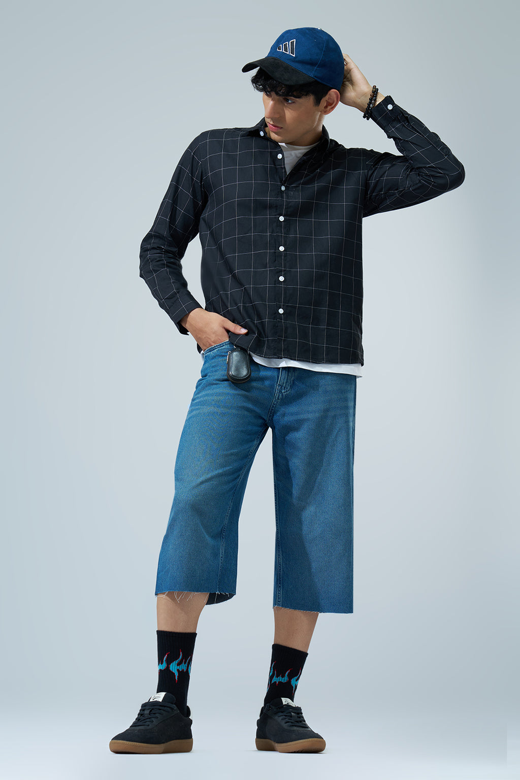 Navy Checked Regular Fit Shirt for Men - Image 6