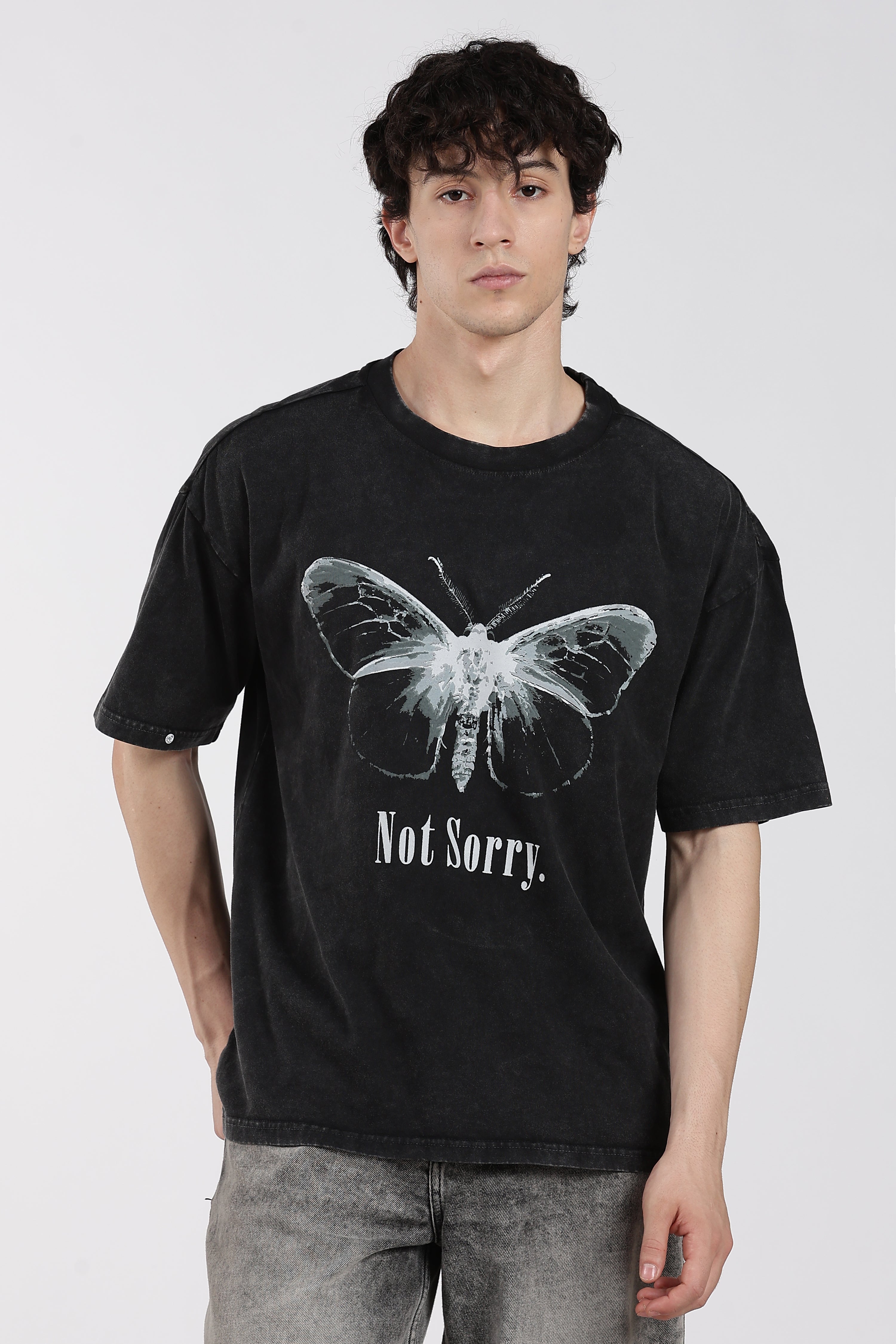 Charcoal Graphic Oversized Fit T-Shirt for Men - Image 2
