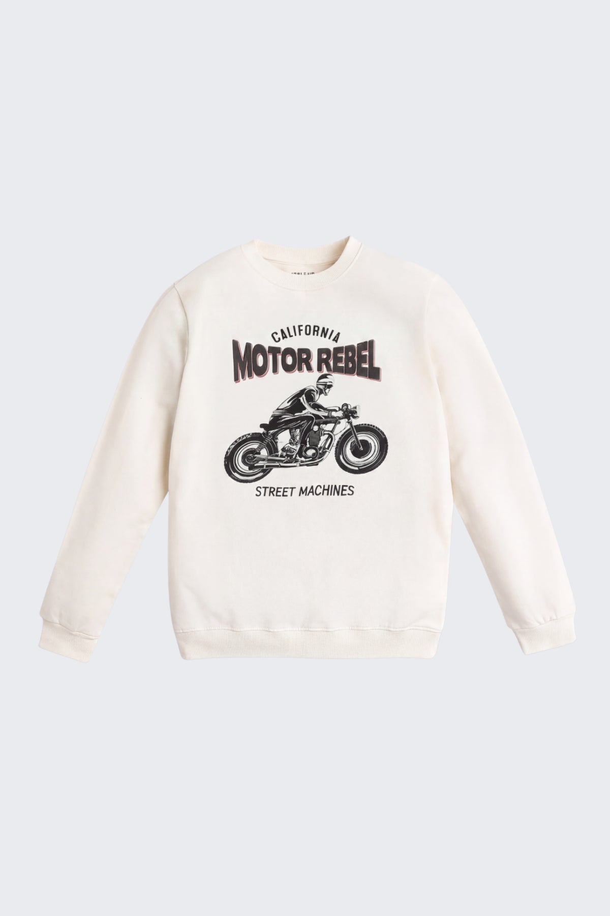 Off White Bike Graphic Regular Fit Sweatshirt for Tweens Boys - Image 2