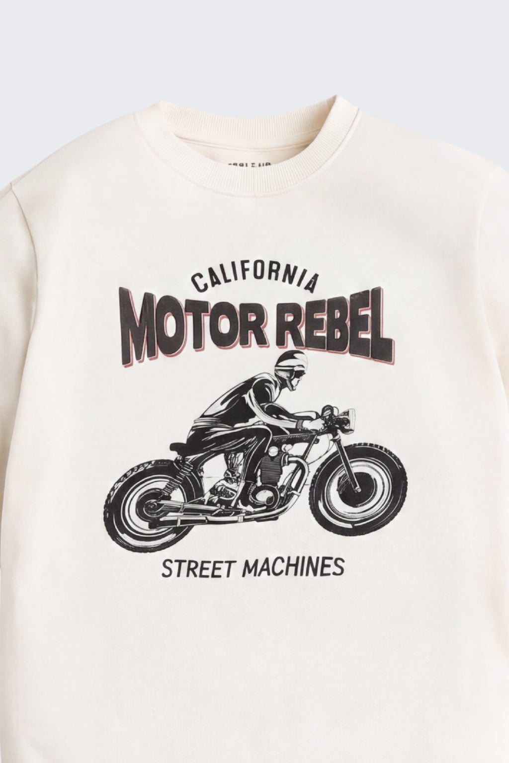 Off White Bike Graphic Regular Fit Sweatshirt for Tweens Boys - Image 4