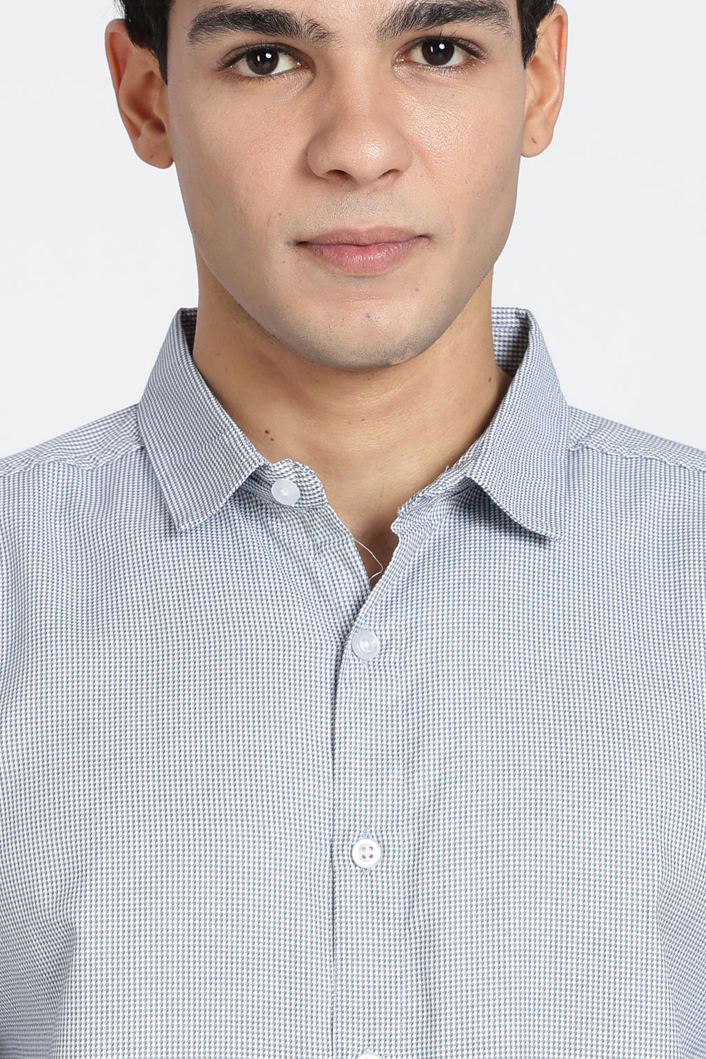 Blue Cotton Blend Regular Fit Shirt for Men - Image 3