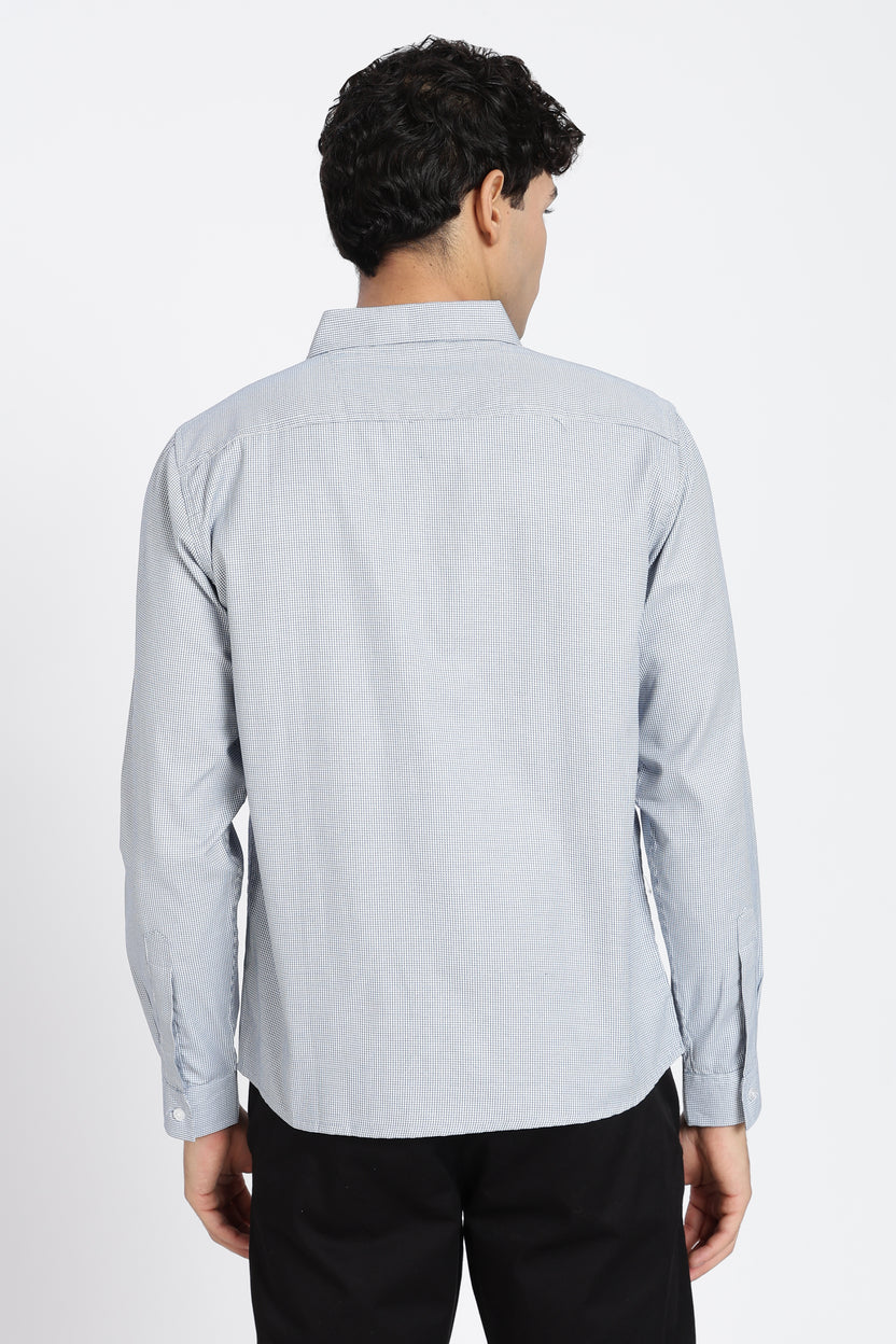 Blue Cotton Blend Regular Fit Shirt for Men - Image 5