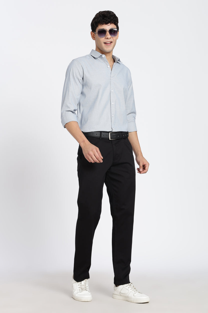 Blue Cotton Blend Regular Fit Shirt for Men - Image 6