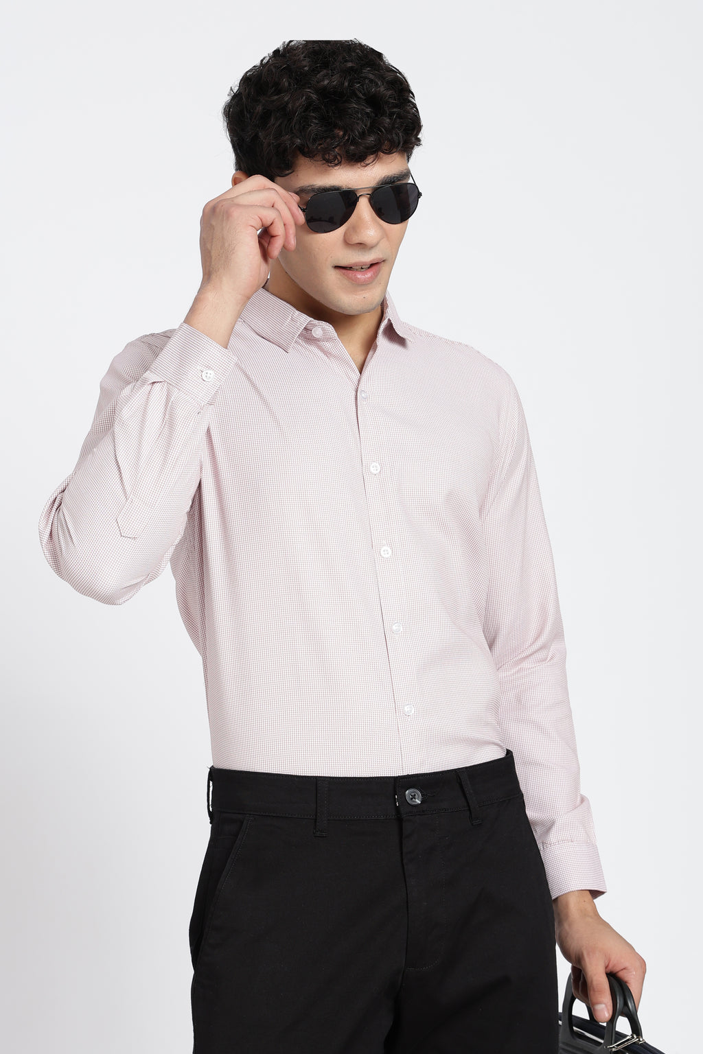 Pink Cotton Blend Regular Fit Shirt for Men - Image 1