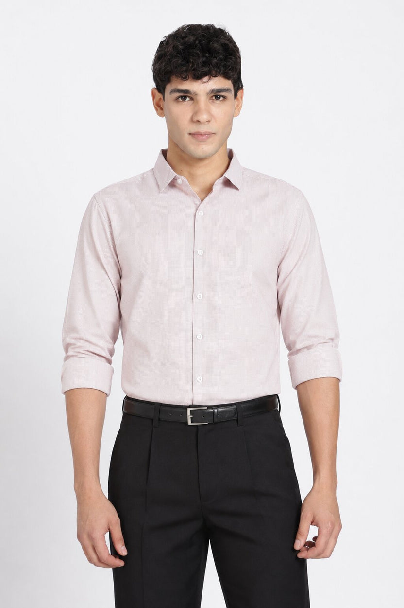 Pink Cotton Blend Regular Fit Shirt for Men - Image 2