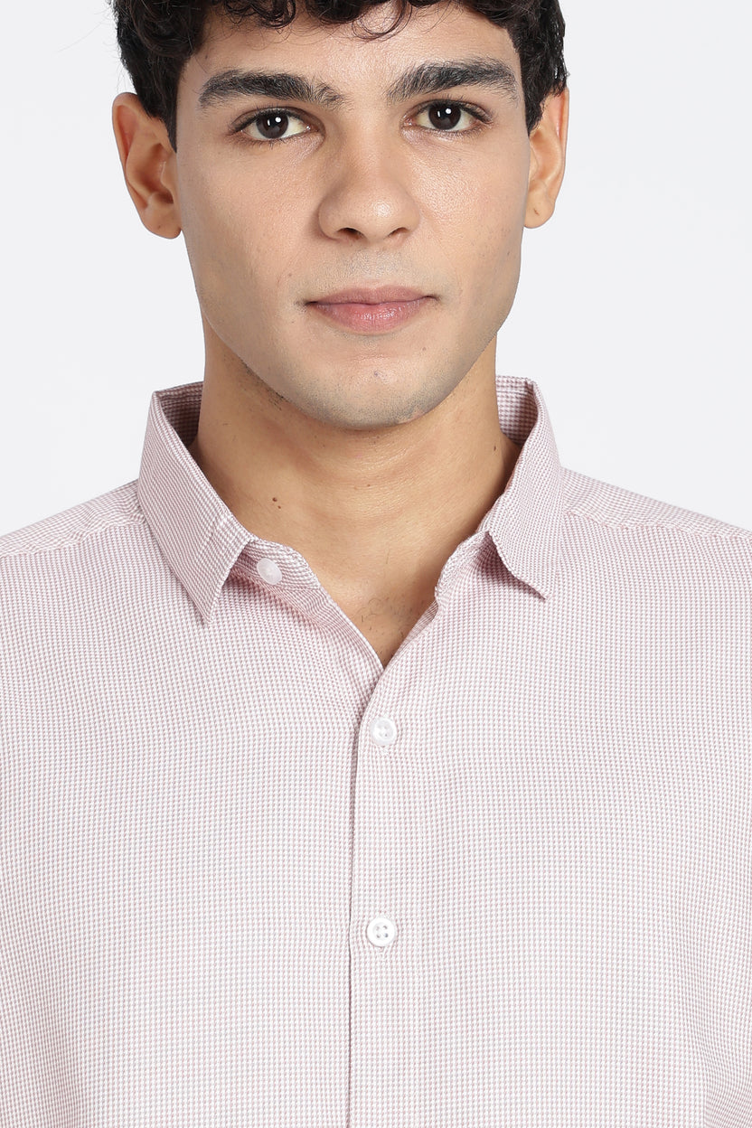 Pink Cotton Blend Regular Fit Shirt for Men - Image 3