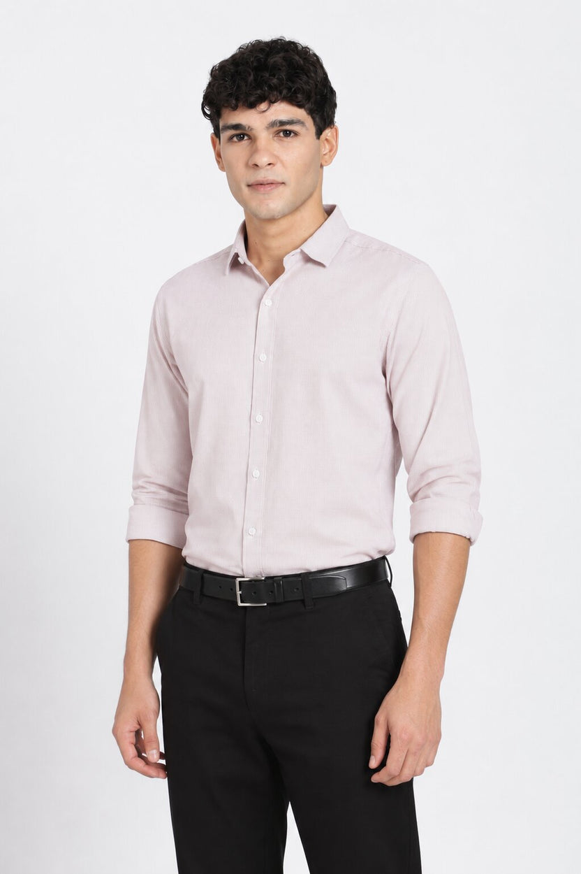 Pink Cotton Blend Regular Fit Shirt for Men - Image 4