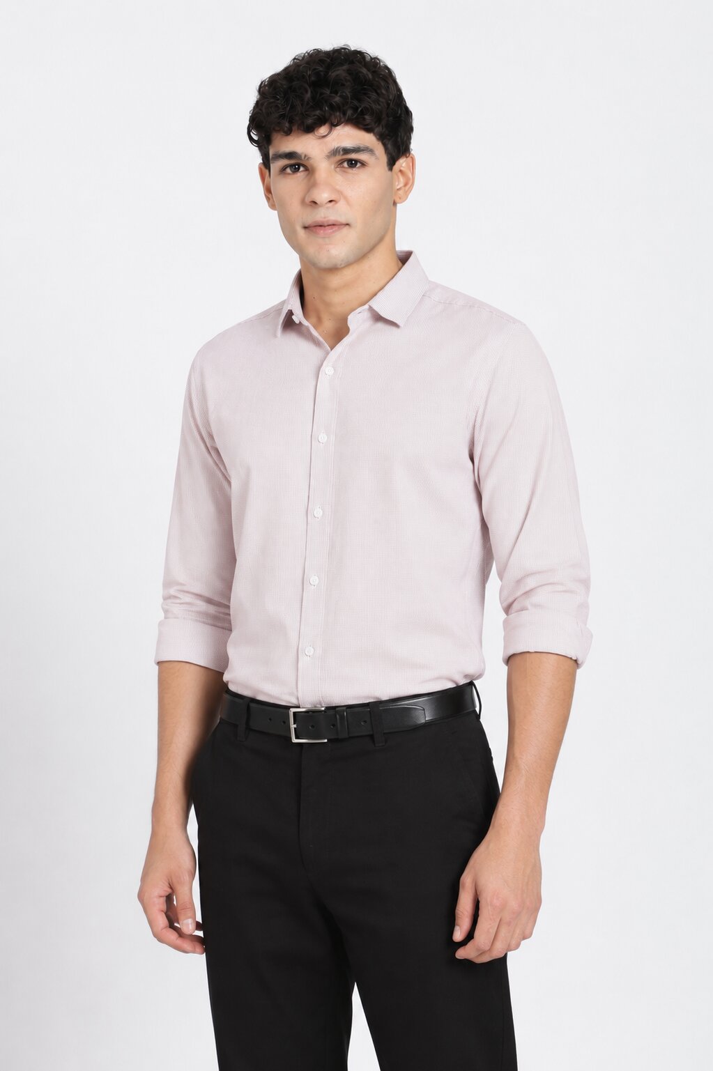 Pink Cotton Blend Regular Fit Shirt for Men - Image 4