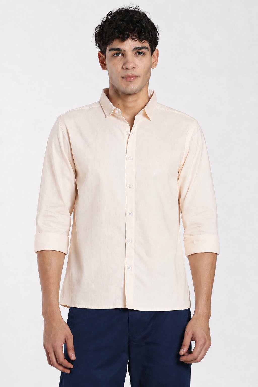 Peach Cotton Regular Fit Shirt for Men - Image 1