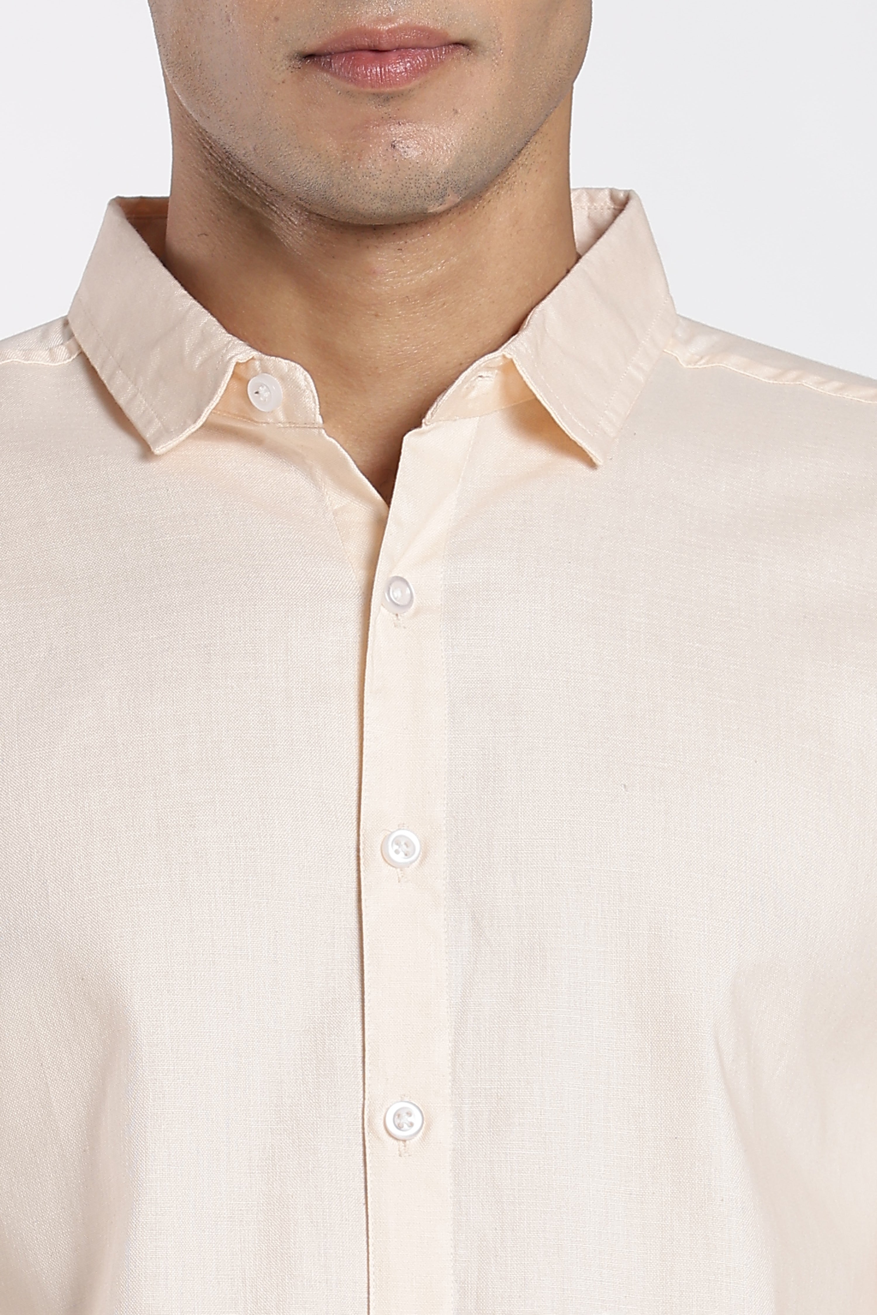 Peach Cotton Regular Fit Shirt for Men - Image 7