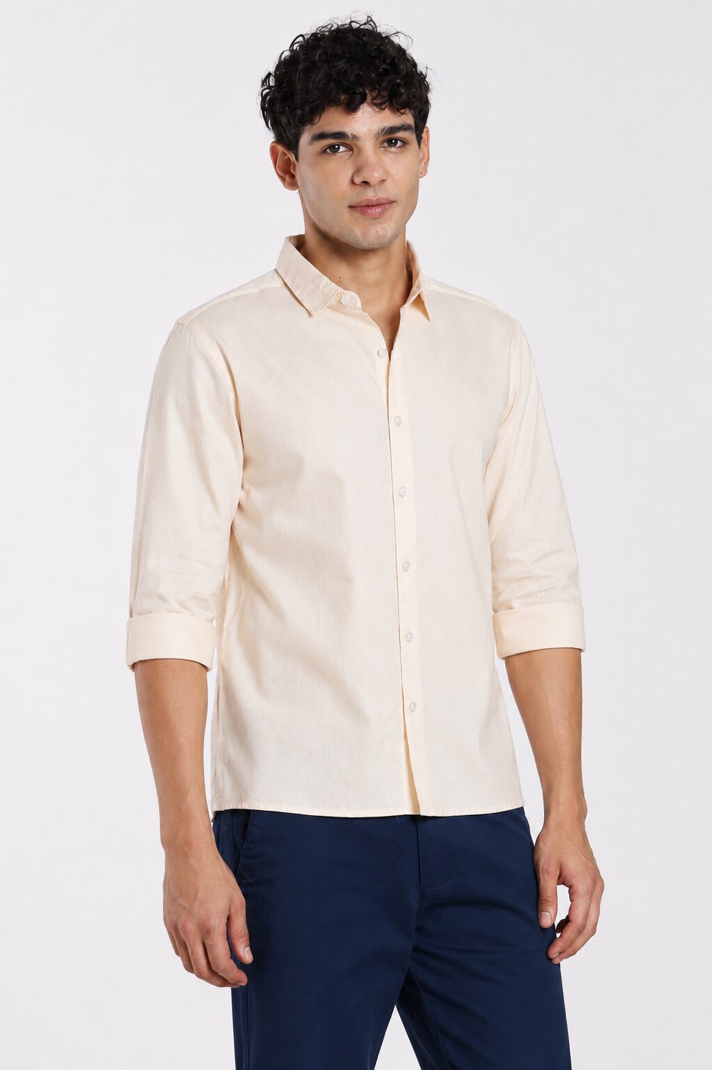 Peach Cotton Regular Fit Shirt for Men - Image 3