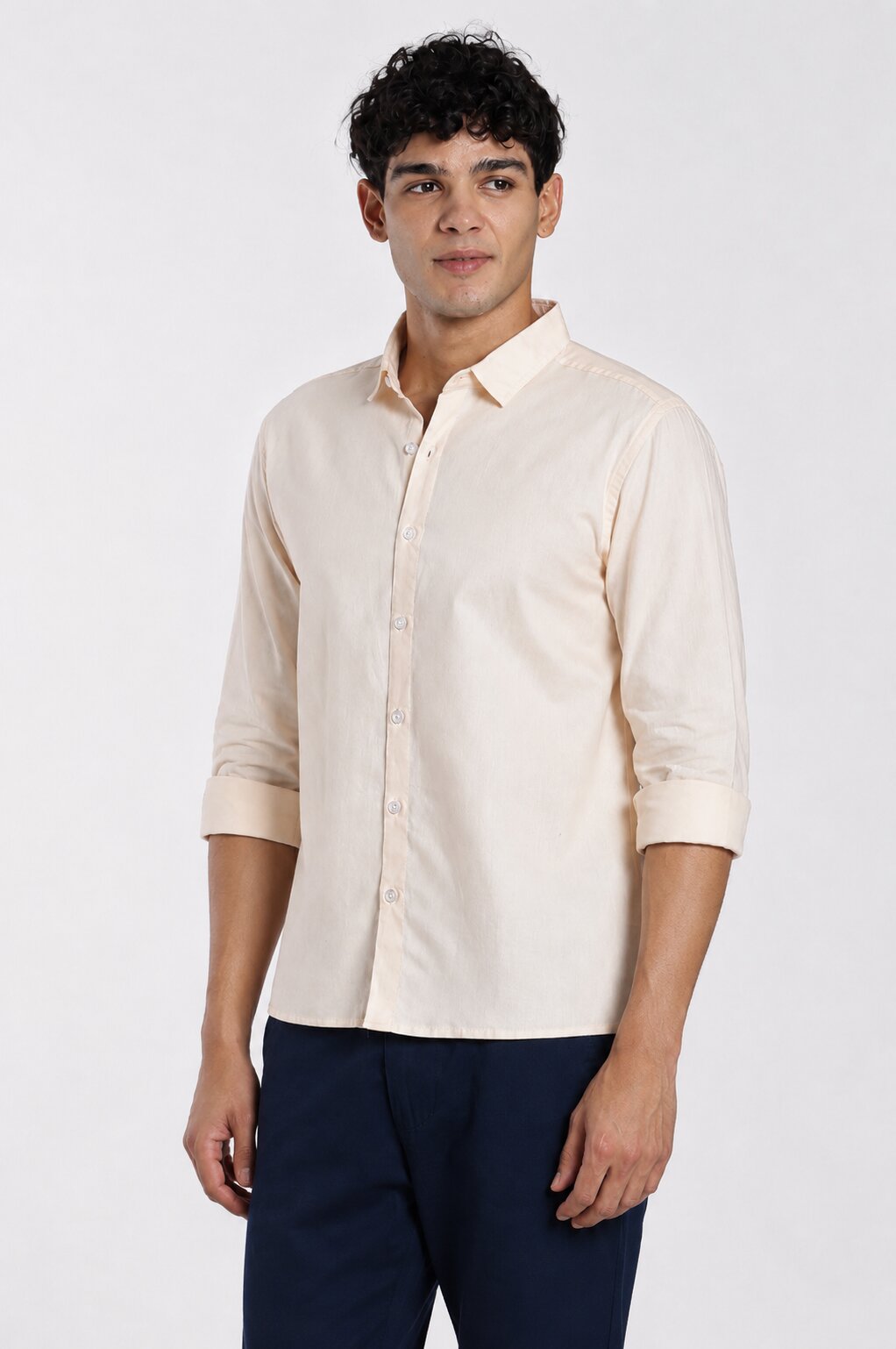 Peach Cotton Regular Fit Shirt for Men - Image 4