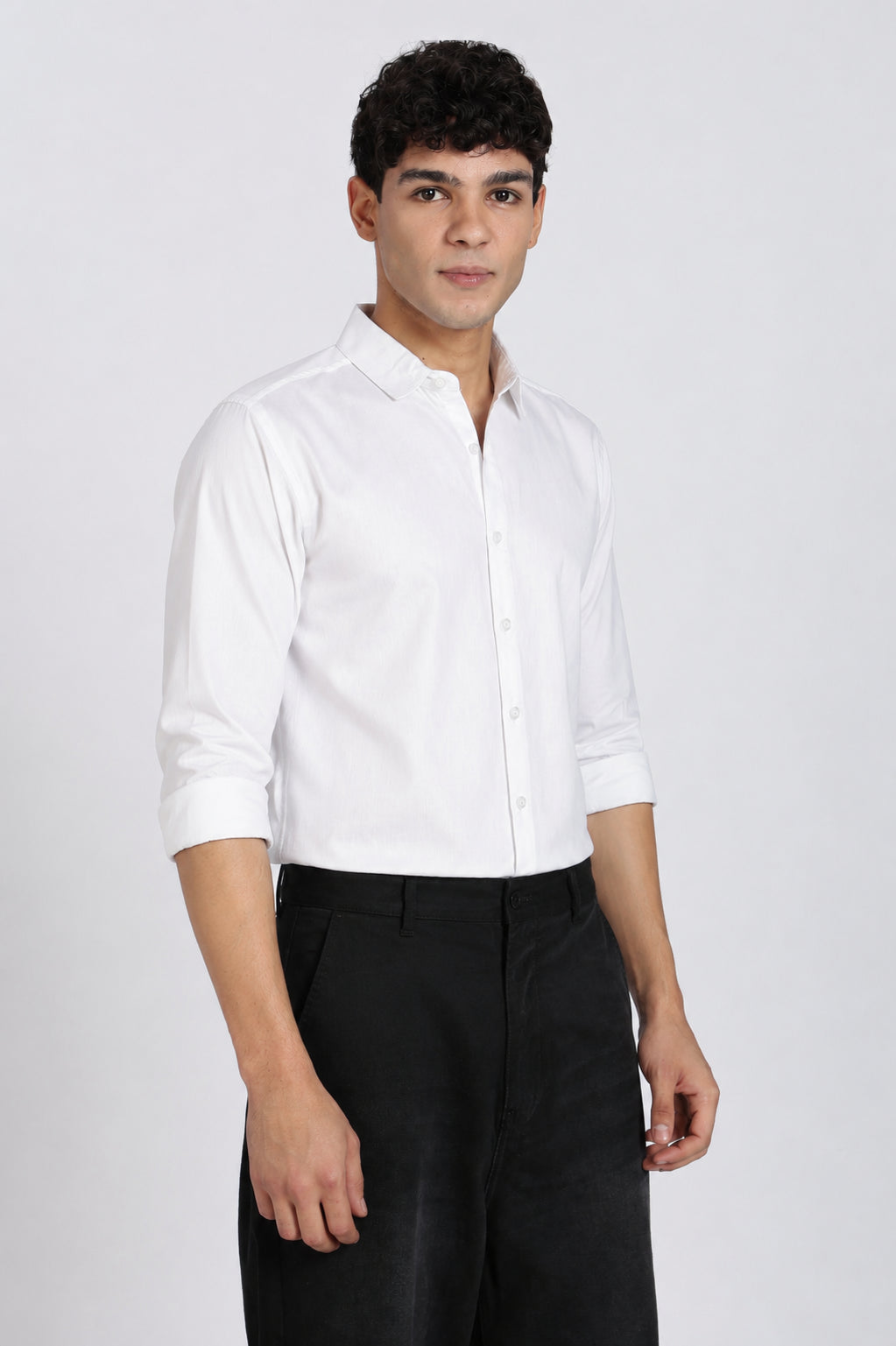 White Cotton Regular Fit Shirt for Men - Image 4