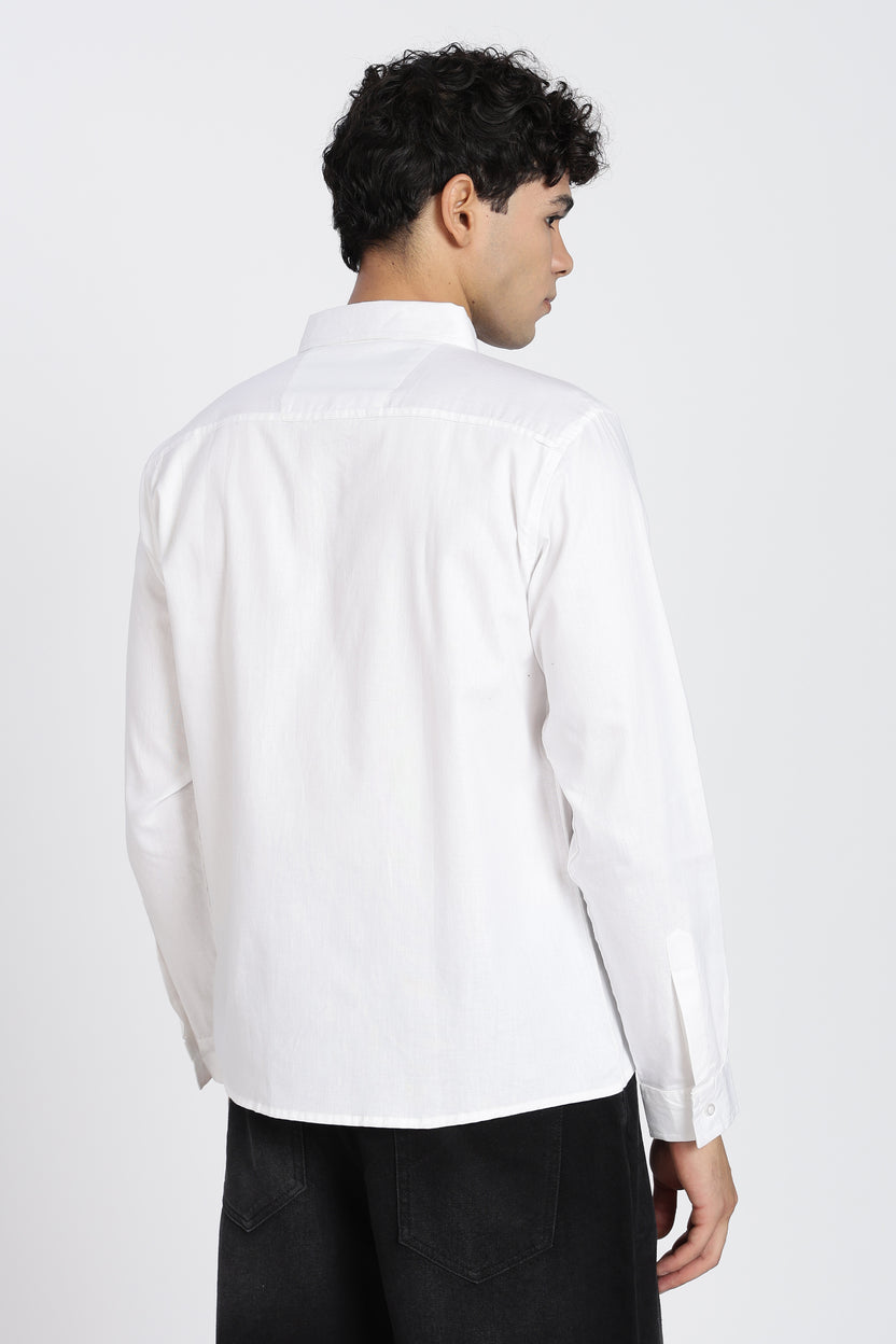 White Cotton Regular Fit Shirt For Men - Image 5