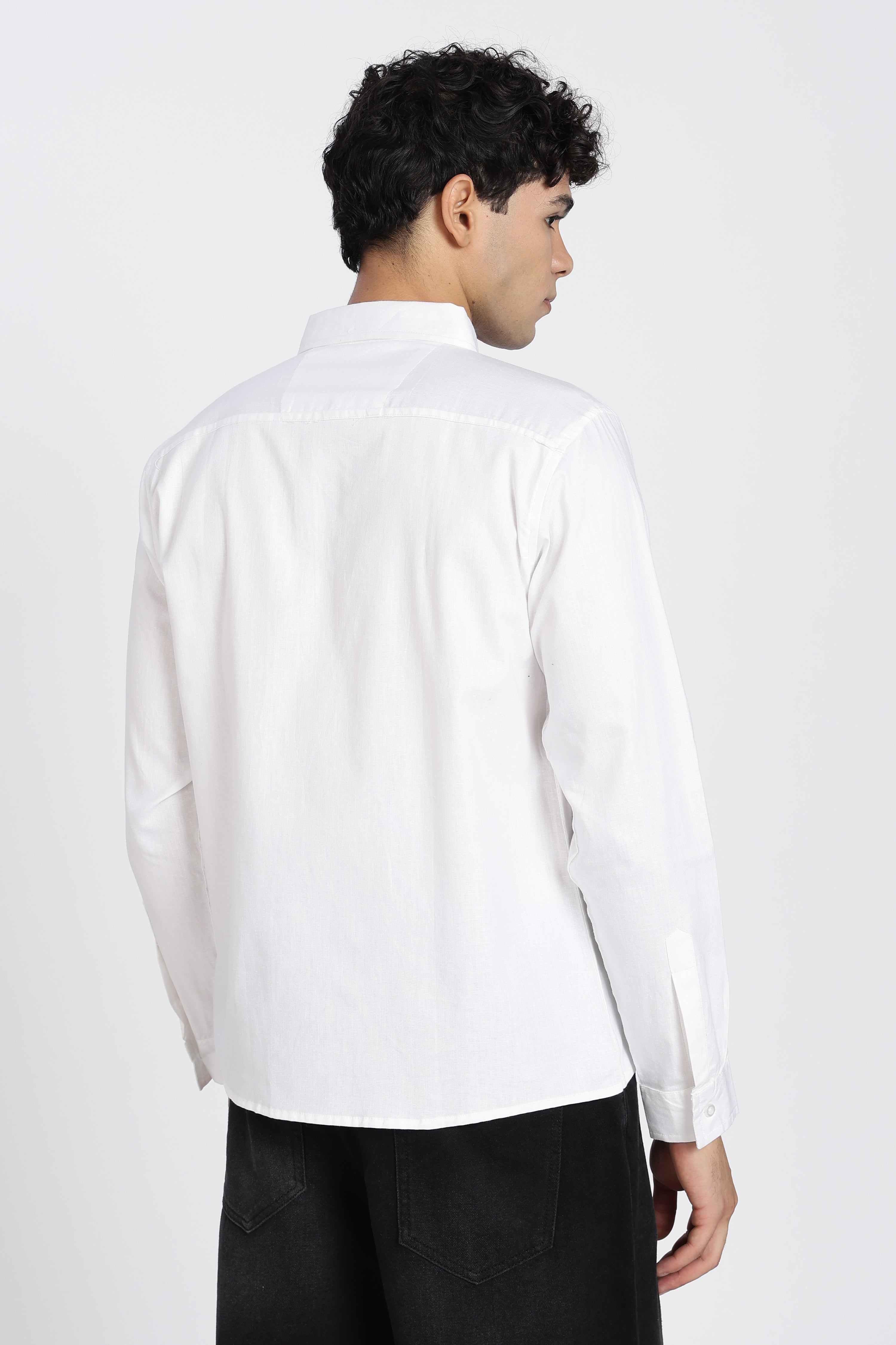 White Cotton Regular Fit Shirt for Men - Image 5