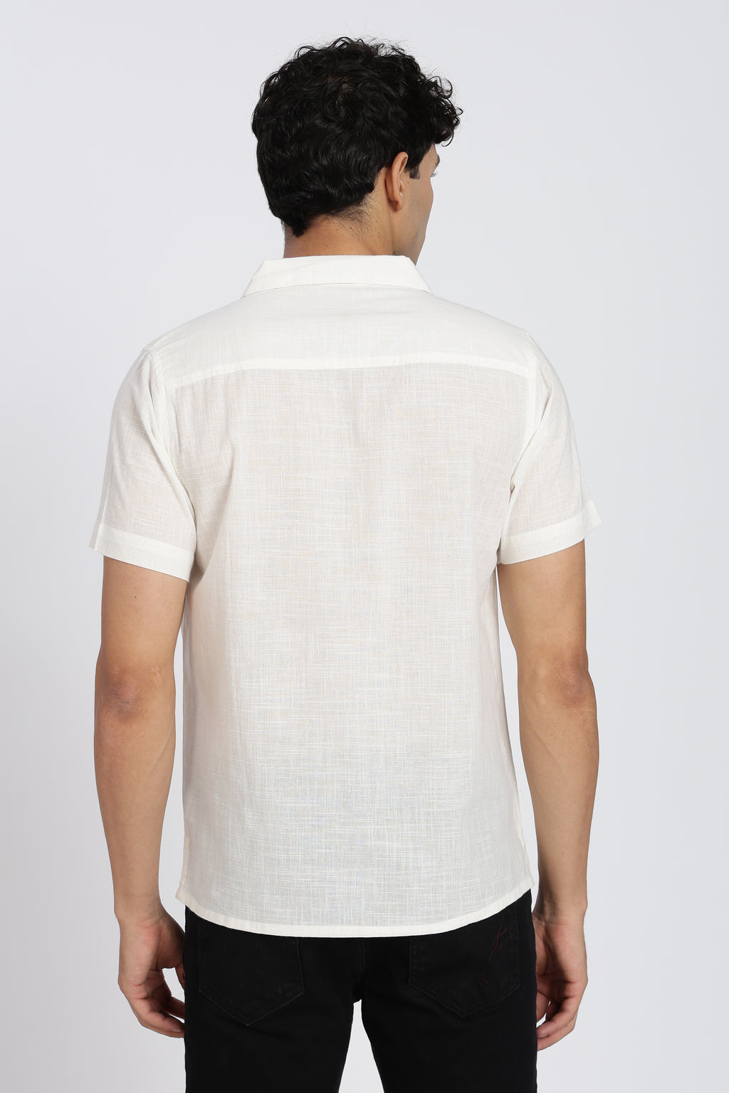 White Embroidered Regular Fit Shirt for Men - Image 5