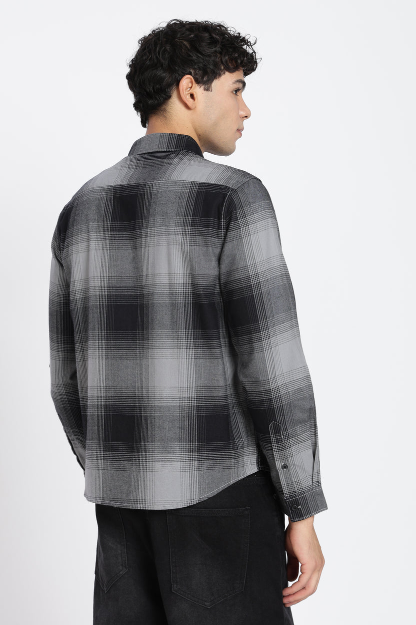 Grey Cotton Regular Fit Shirt For Men - Image 5