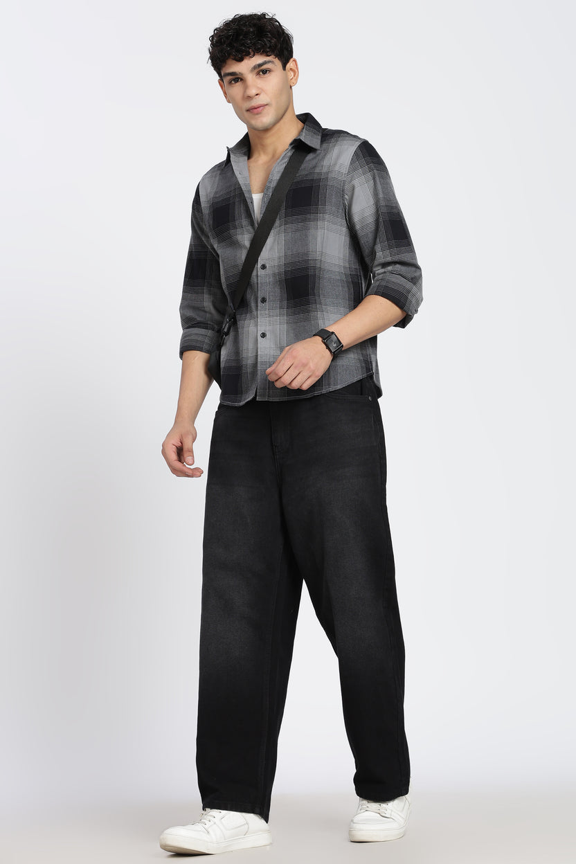 Grey Cotton Regular Fit Shirt For Men - Image 6