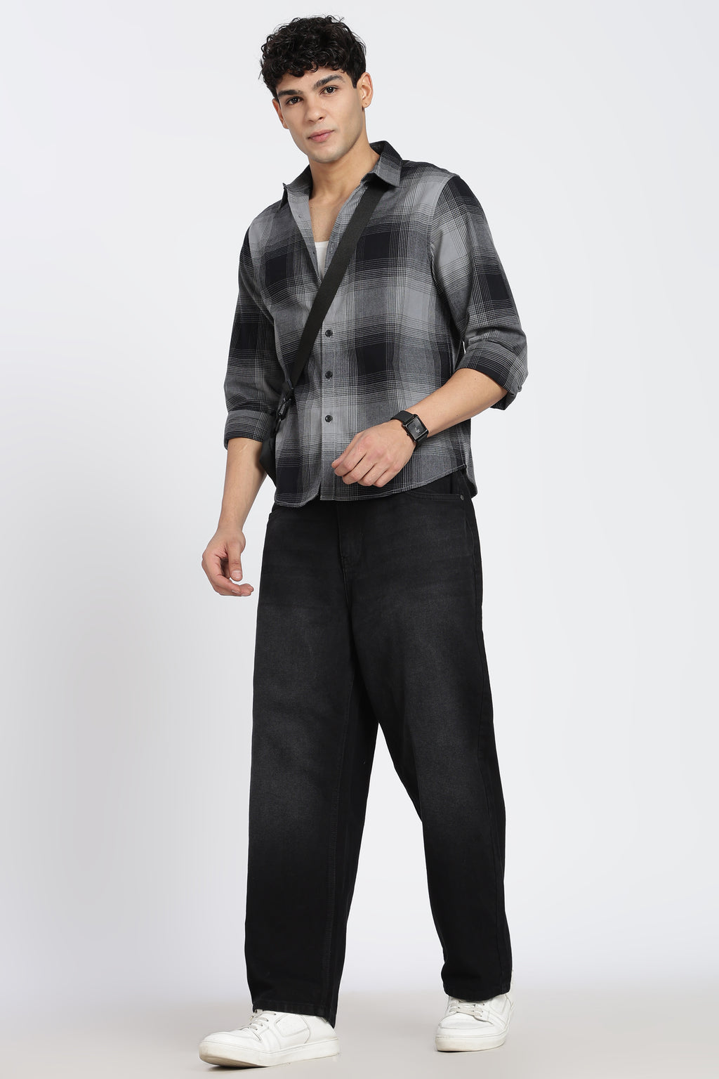 Grey Cotton Regular Fit Shirt For Men - Image 6