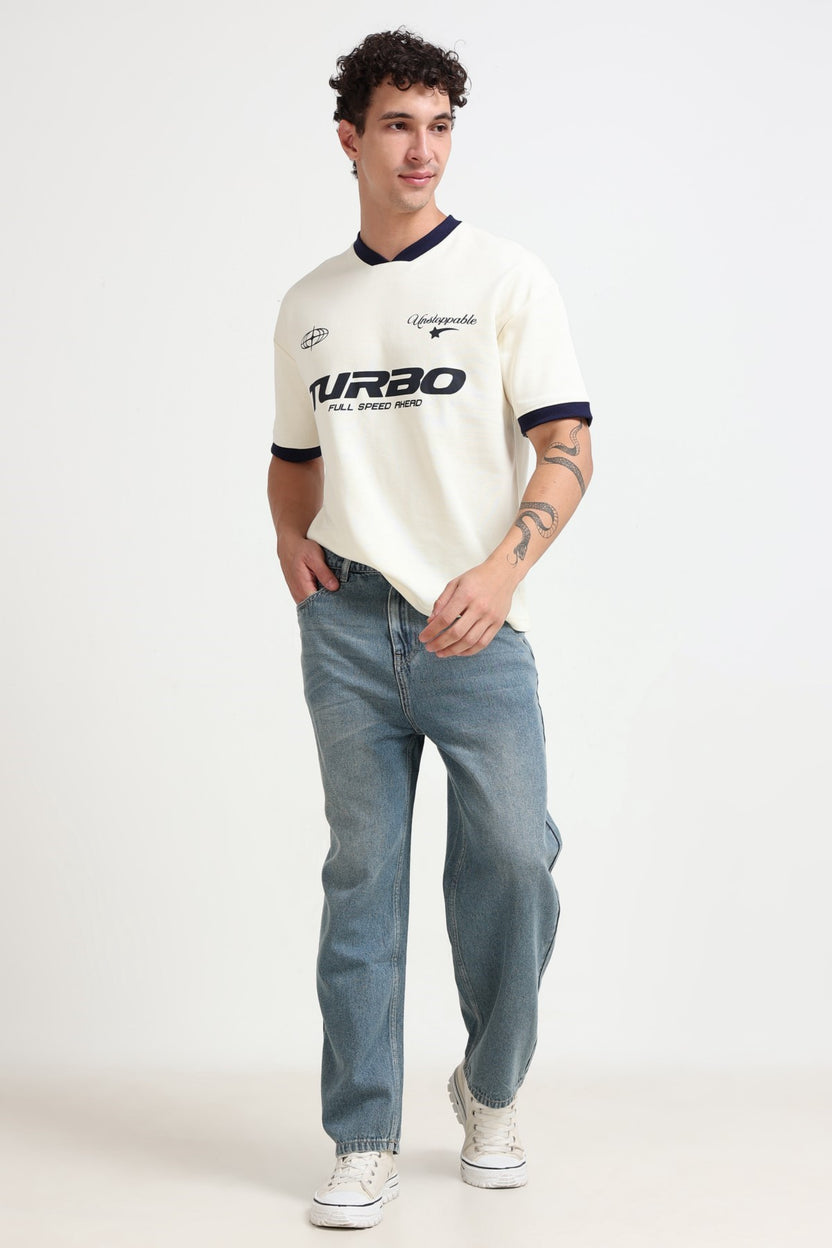 Blue Solid Baggy Fit Jeans for Men - Image 5