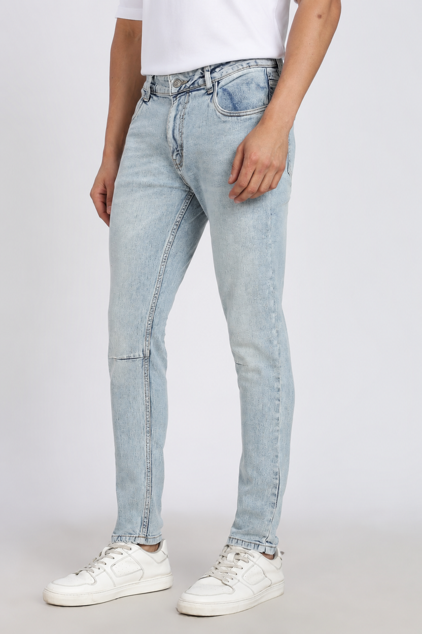 Light Blue 5 Pocketed Relaxed Fit Jeans for Men - Image 4